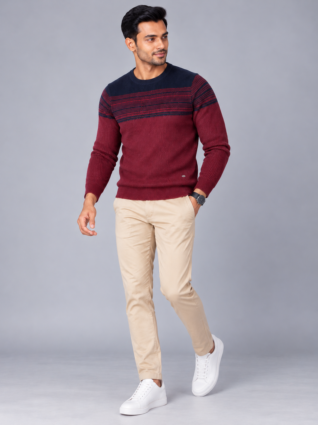 Men Solid Round Neck Full Sleeve Sweater