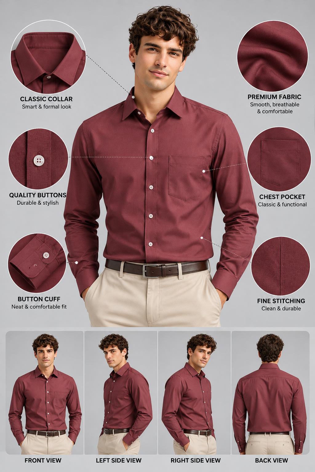 Men’s Premium Plain Formal Shirt