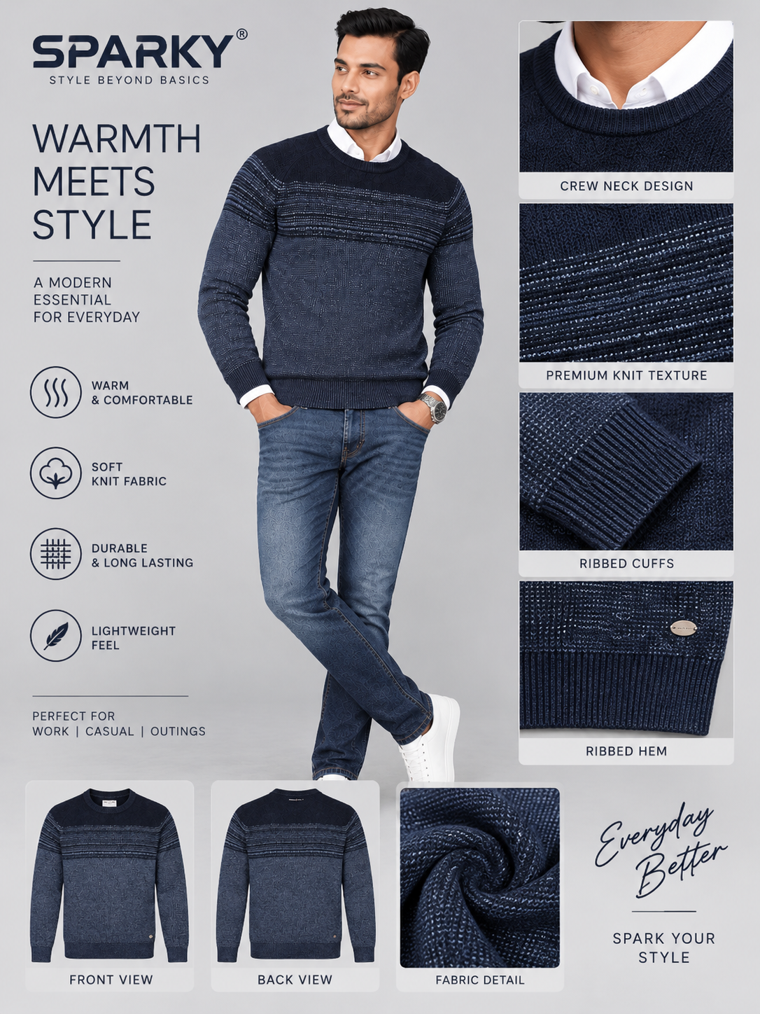 Men Solid Round Neck Full Sleeve Sweater