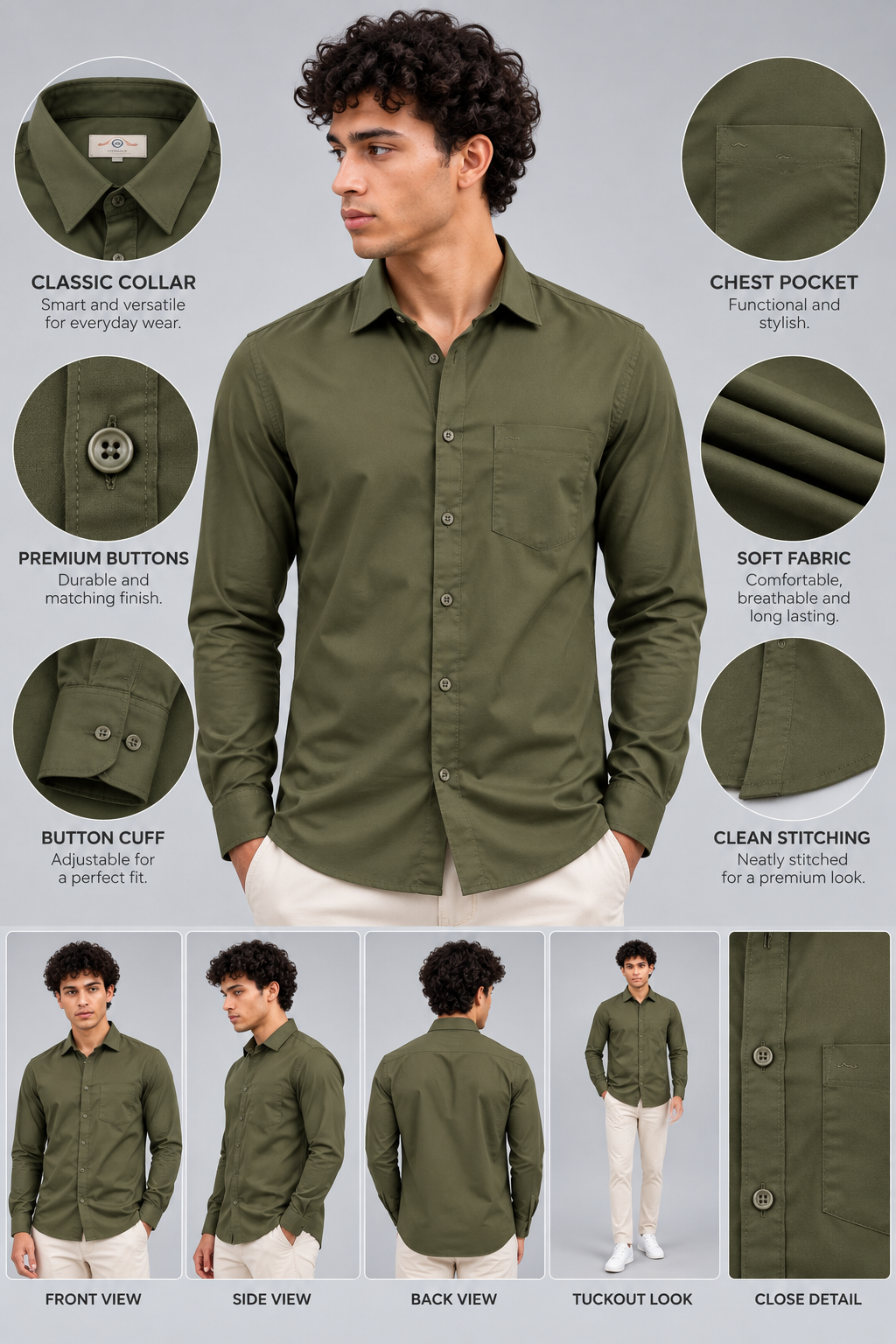 Men’s Premium Plain Casual Shirt