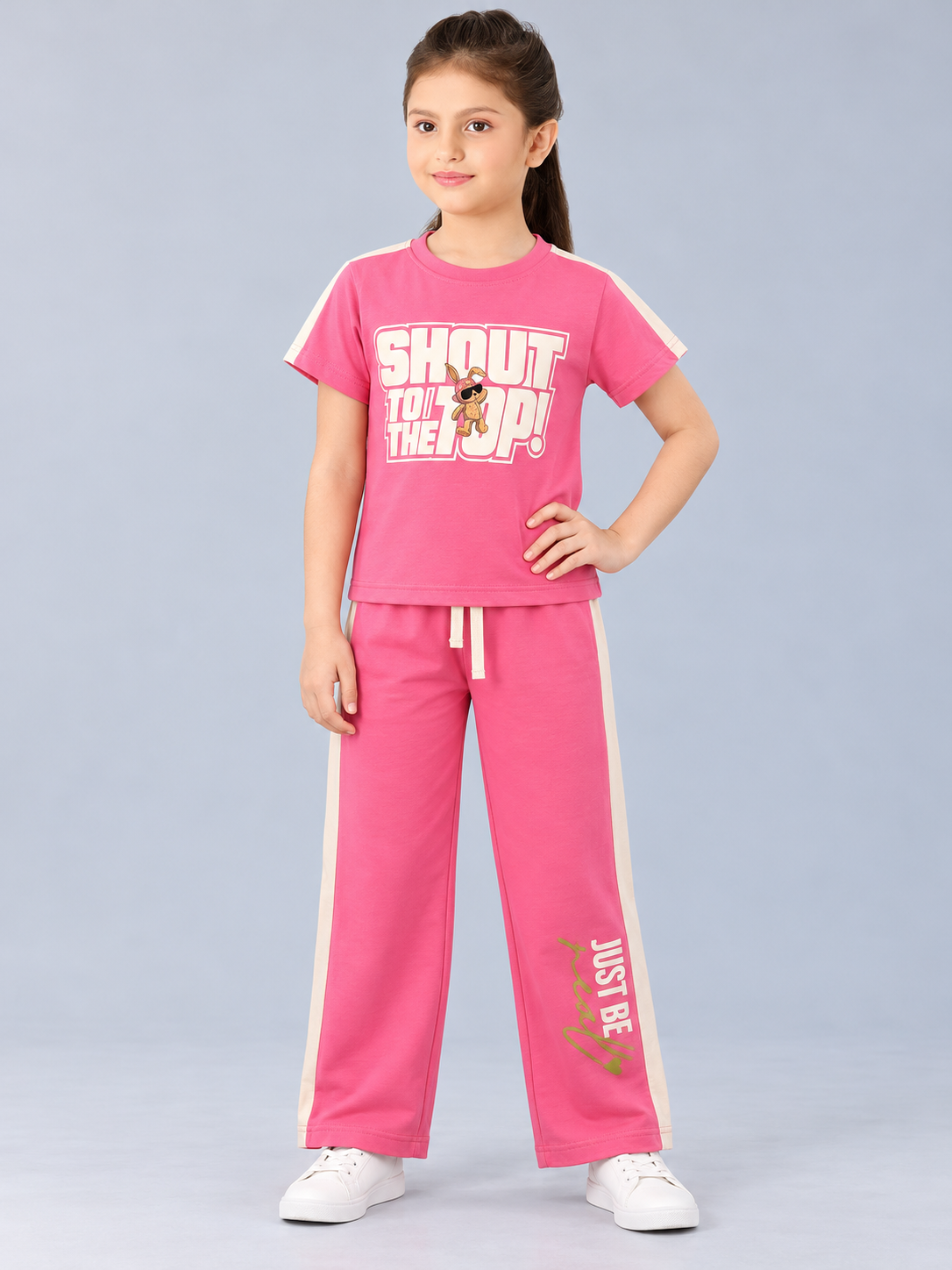 Girls Premium Printed Round Neck Co-Ord Set