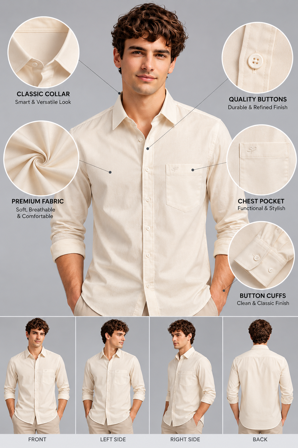 Men’s Premium Plain Casual Shirt