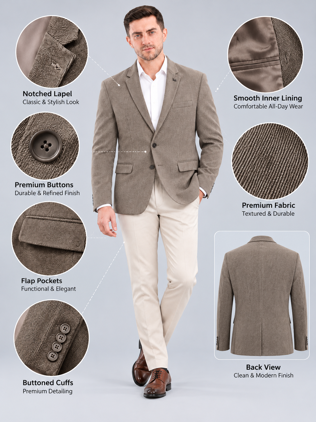Men’s Premium Stylish Blazer Classic Single-Breasted Blazer