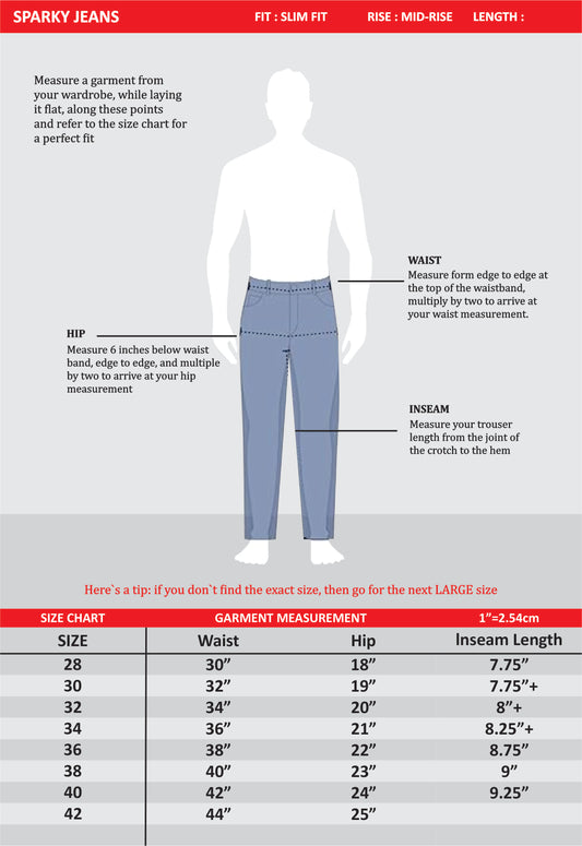 SPARKY Men Mid Rise Slim Fit Jeans | Comfortable Everyday Wear