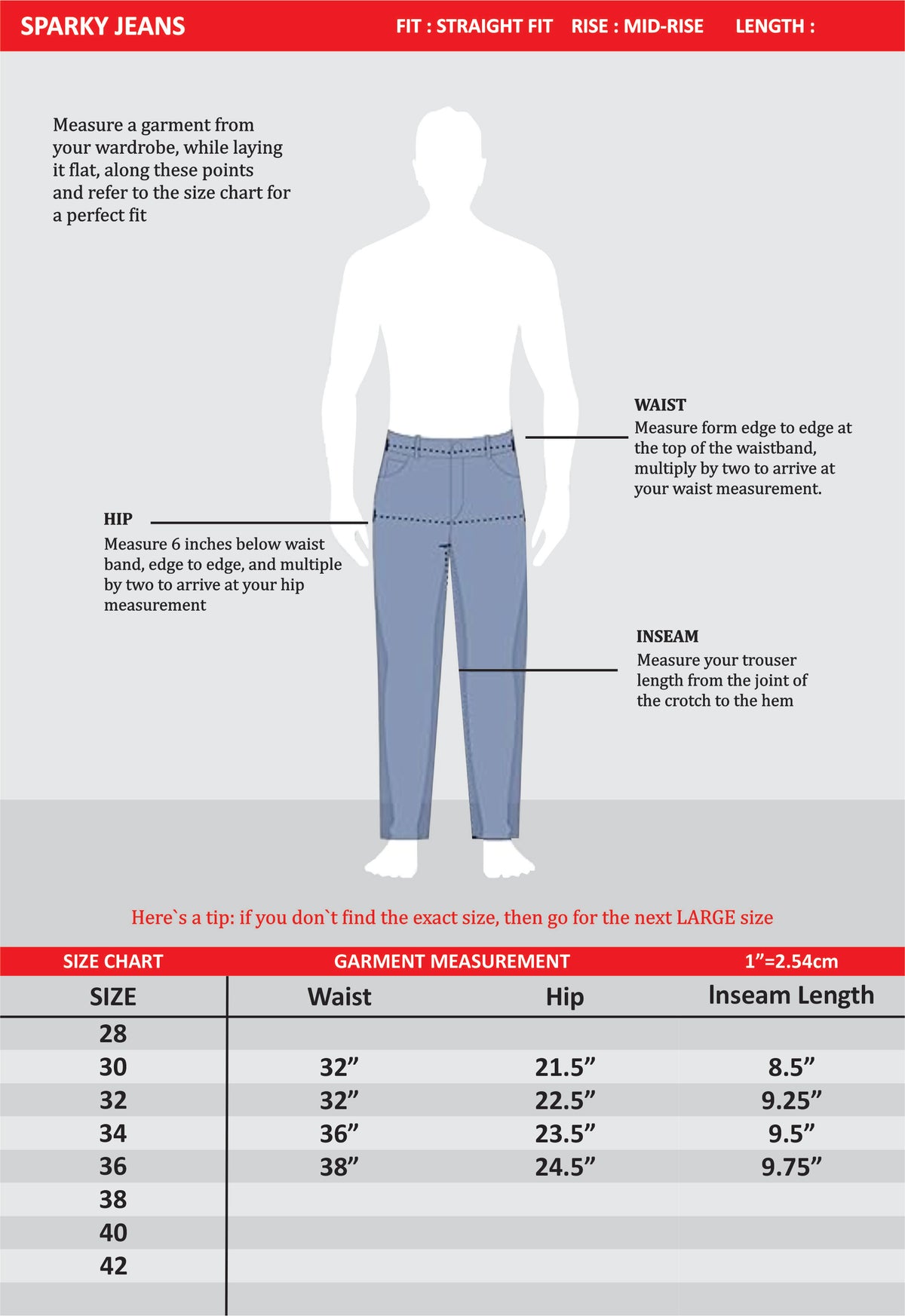 SPARKY Men's Straight Fit Denim Jeans