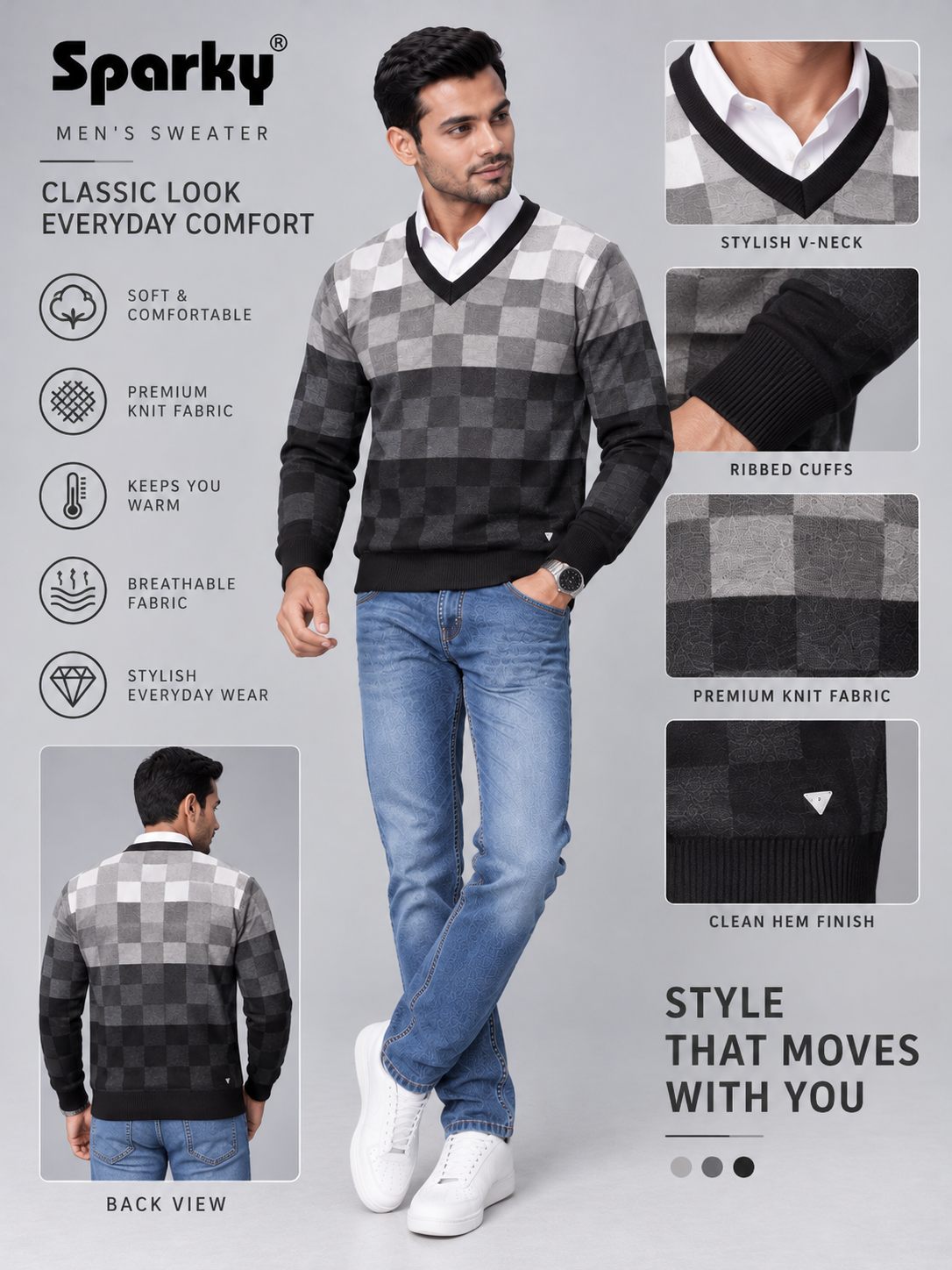 Men's Premium Full Sleeve V-Neck Sweater