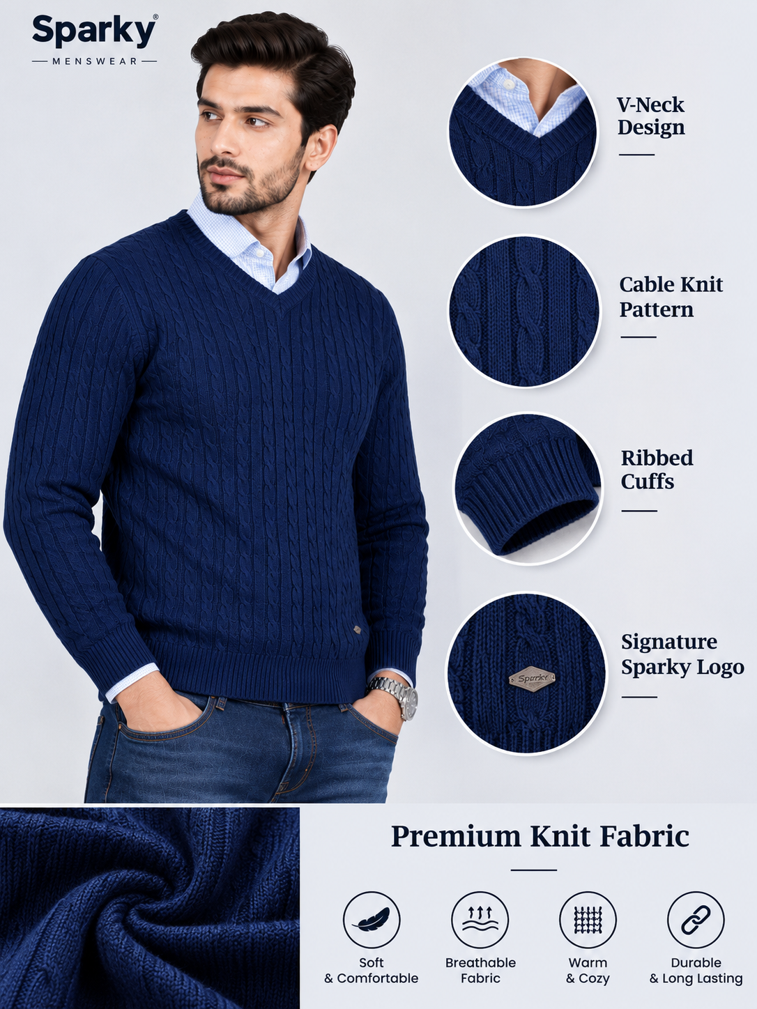 Men's Premium Full Sleeve V-Neck Sweater