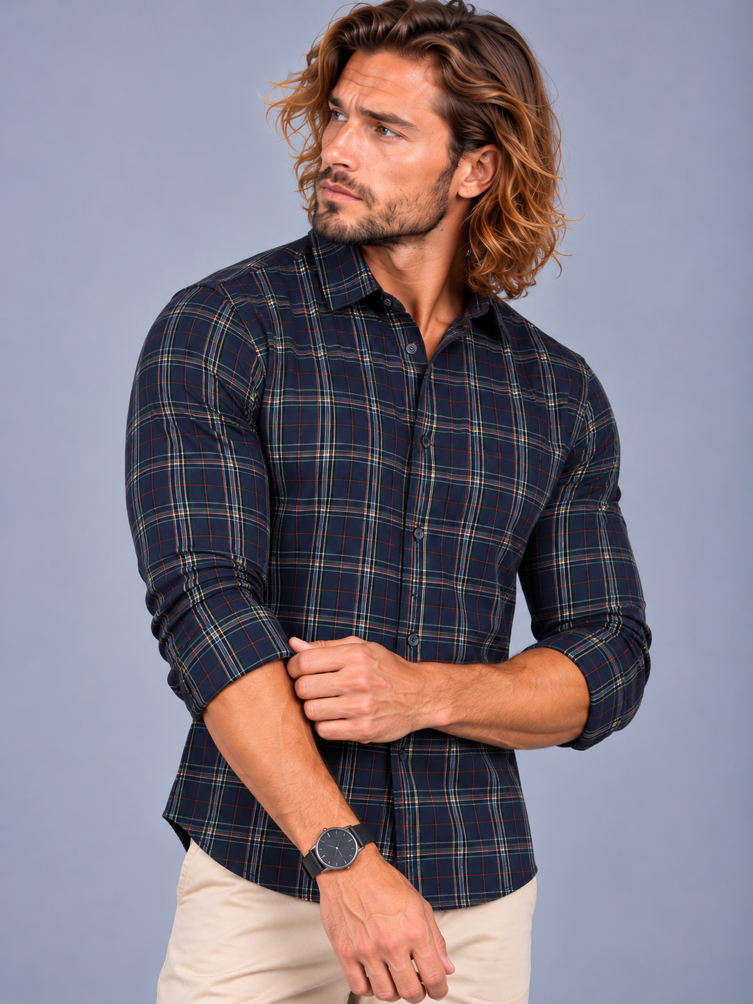 Men’s Premium Indigo Checked Casual Shirt