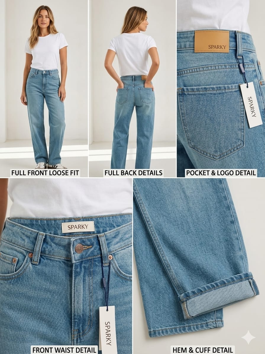 Sparky Women Comfort Fit Blue Denim Jeans | High Rise Straight Fit Casual Jeans