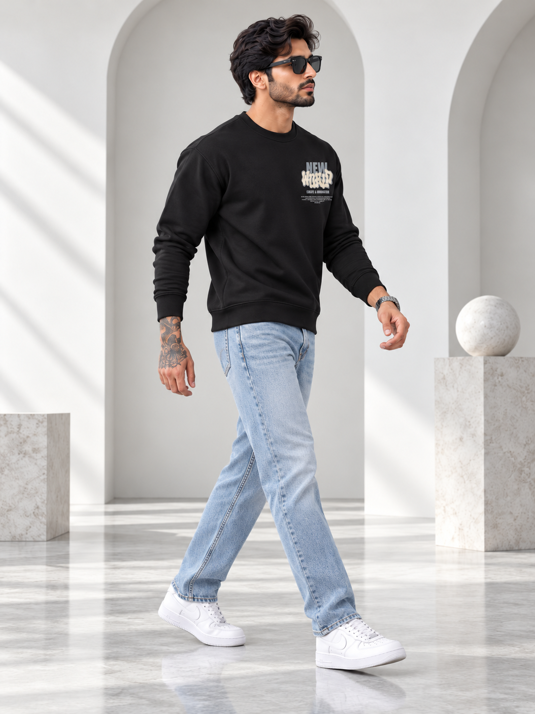 Black Colour Regular Fit Primium Sweatshirt