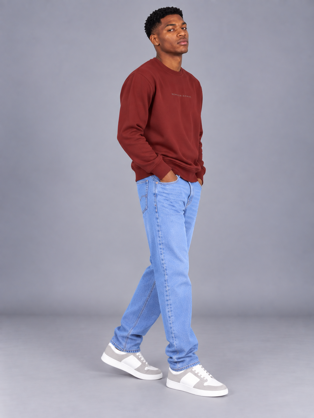 Men Red Colour Round Neck Premium Sweatshirt