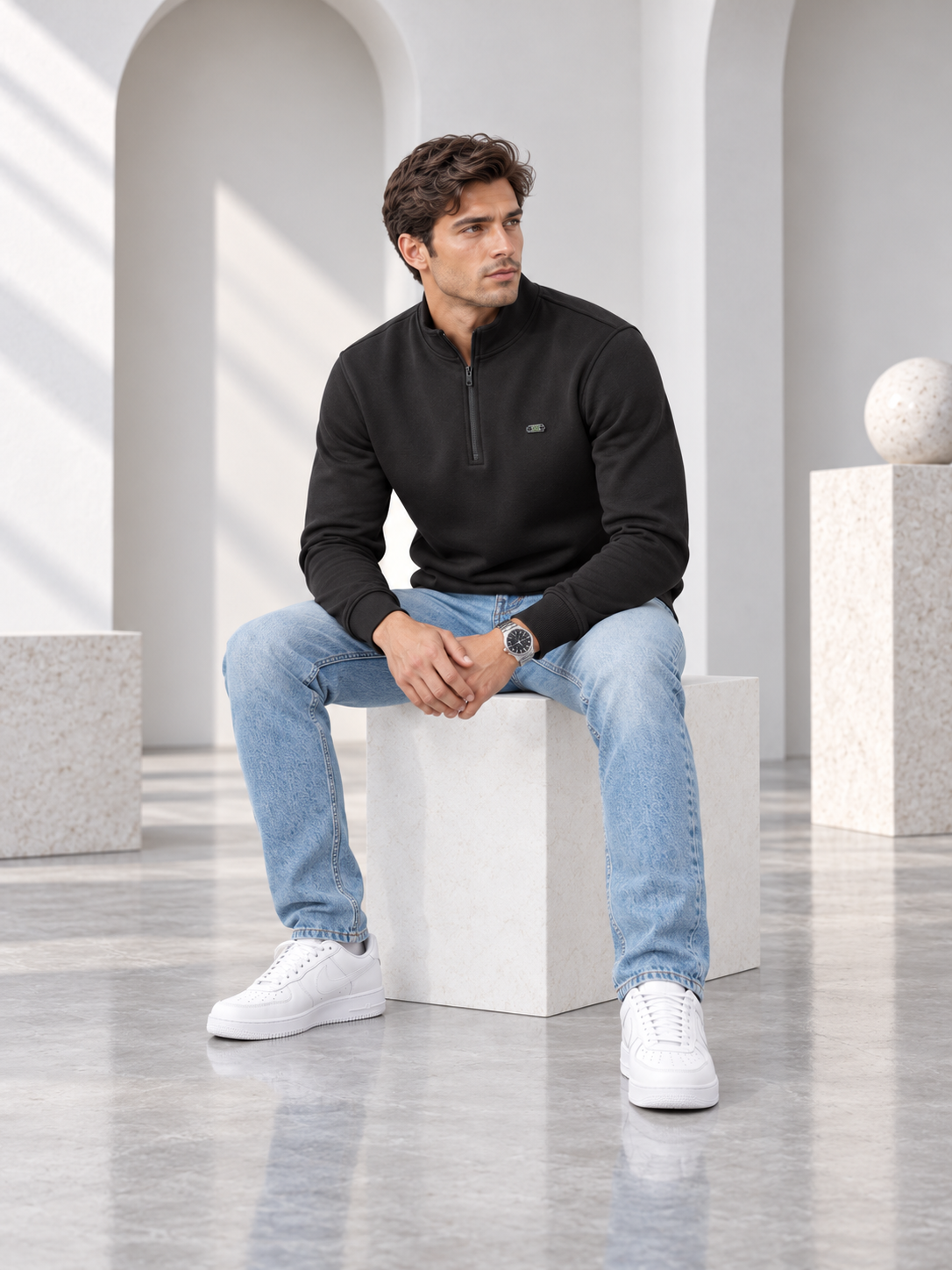 Black Colour Regular Fit Primium Sweatshirt