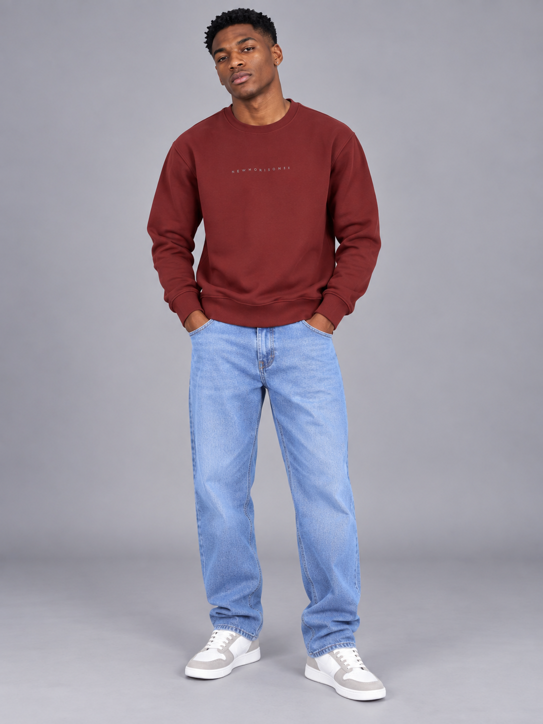 Men Red Colour Round Neck Premium Sweatshirt