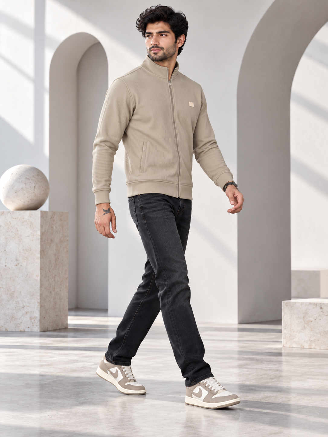 Men's Solid Full Sleeves & Full Zipper Plain Sweatshirt