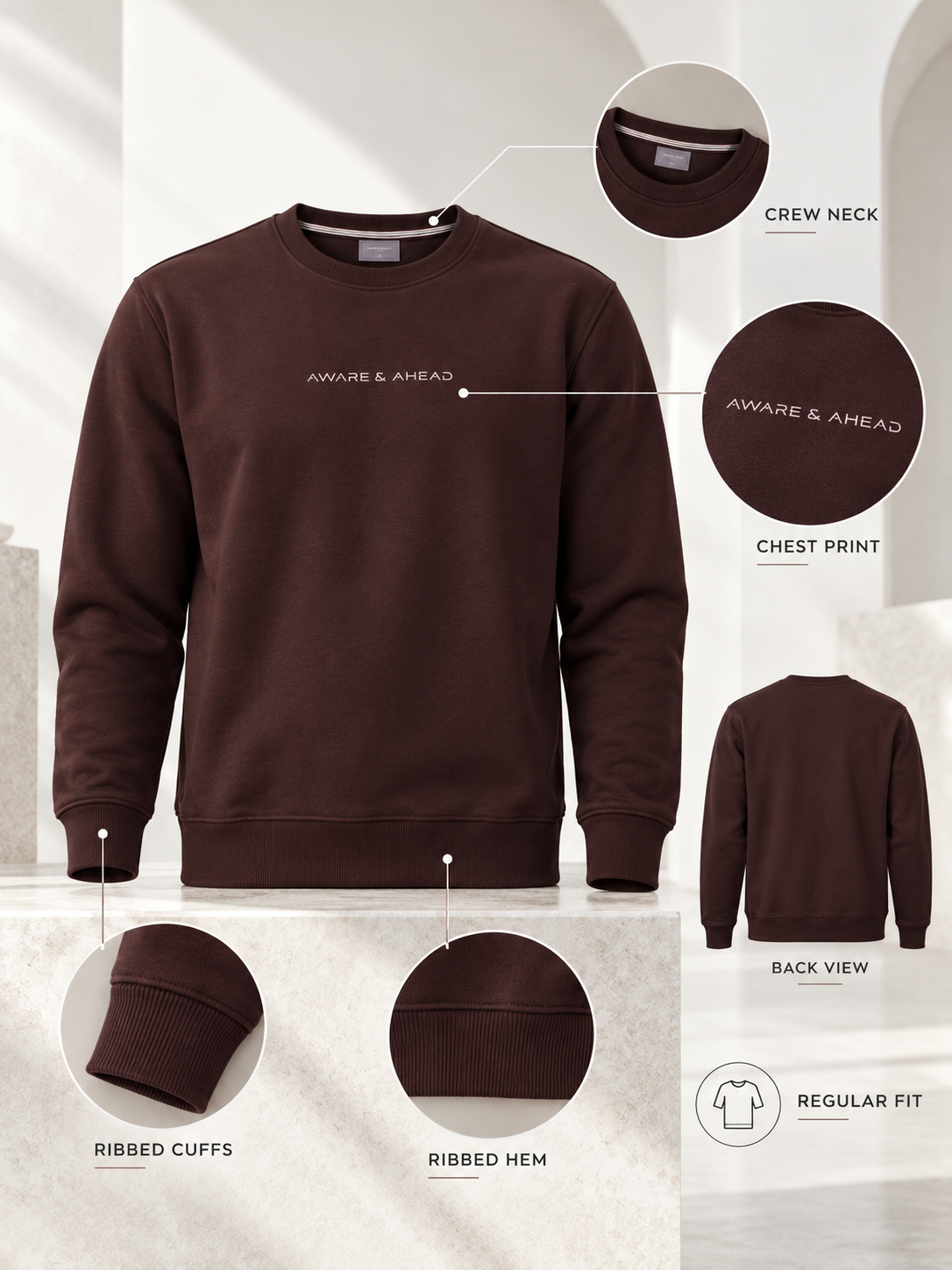 Wine Colour Regular Fit Primium Sweatshirt