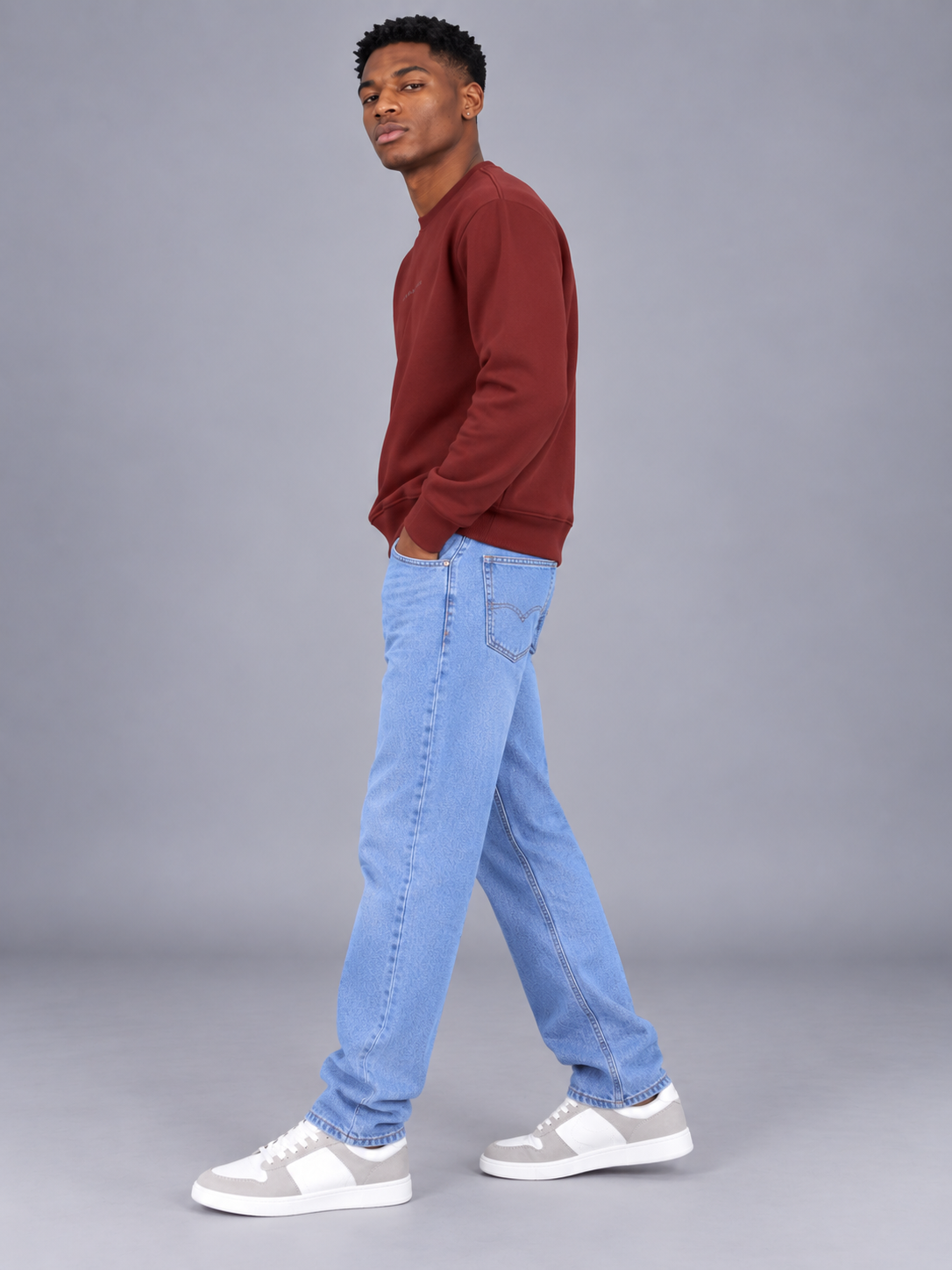 Men Red Colour Round Neck Premium Sweatshirt