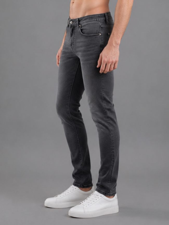 Men Narrow Fit Dark Grey Jeans
