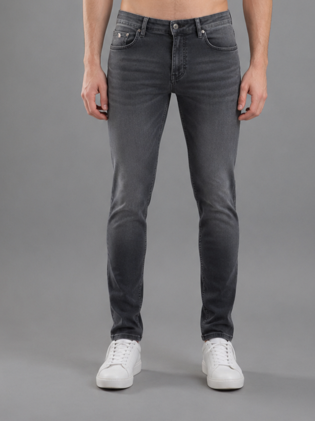 Men Narrow Fit Dark Grey Jeans