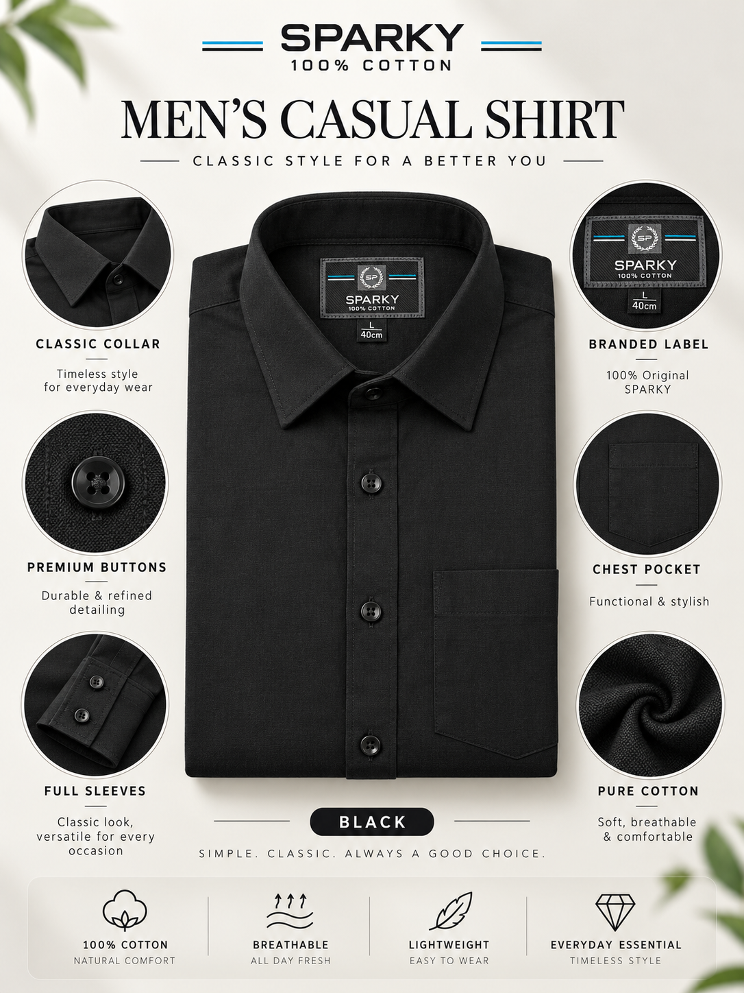 Men’s Premium Full Sleeve Plain Casual Shirt