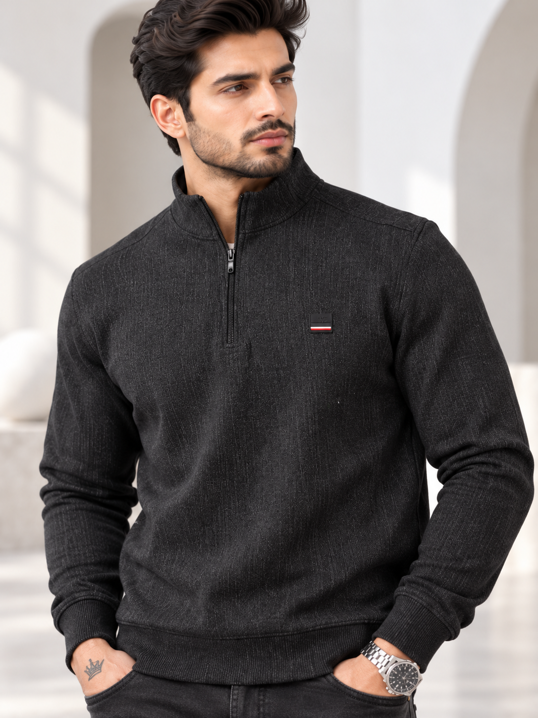 Black Colour Regular Fit Primium Sweatshirt