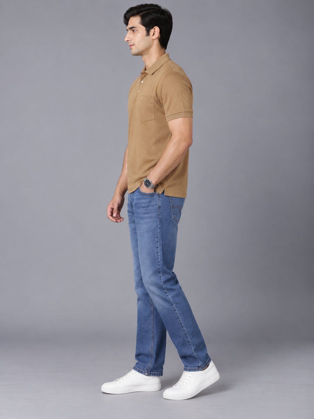 Men Yellow Colour Premium Solid Polo T-Shirt