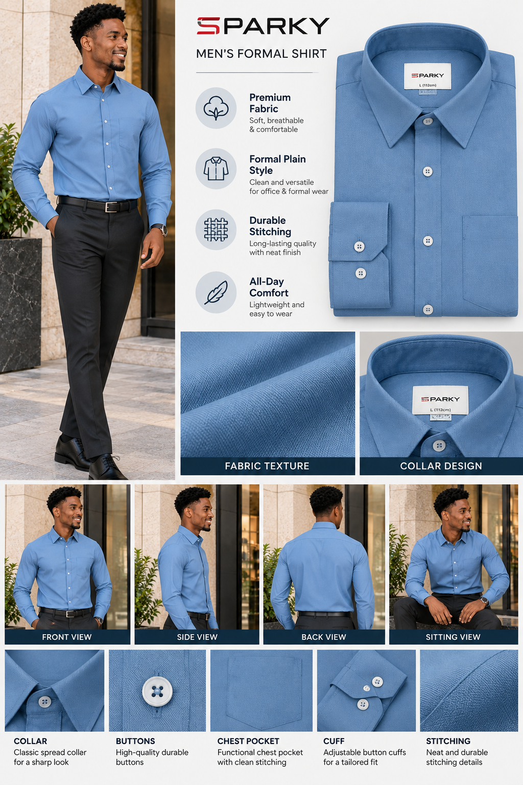 Men’s Premium Plain Full Sleeve Formal Shirt