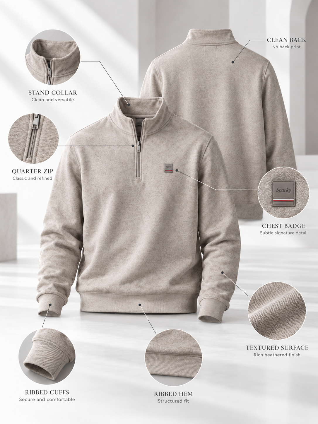 Beige Colour Regular Fit Primium Sweatshirt