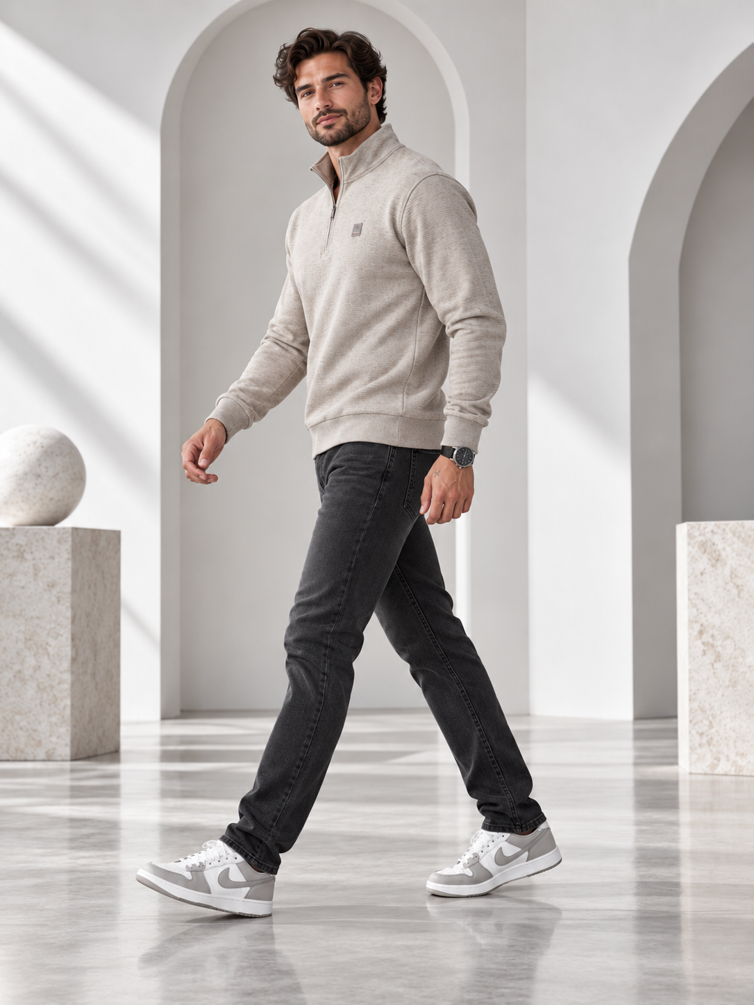 Beige Colour Regular Fit Primium Sweatshirt