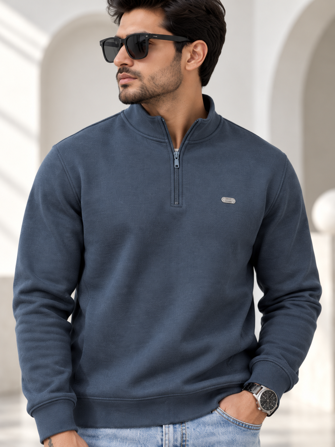 Navy Colour Regular Fit Primium Sweatshirt