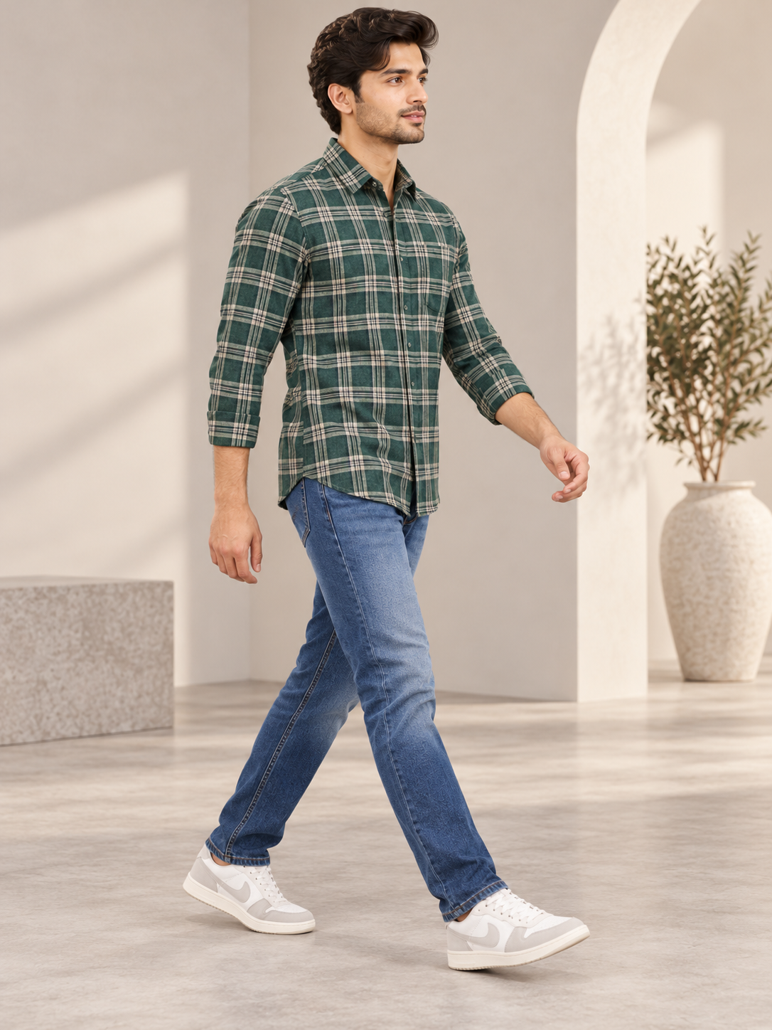 Men’s Premium Solid Casual Check Shirt