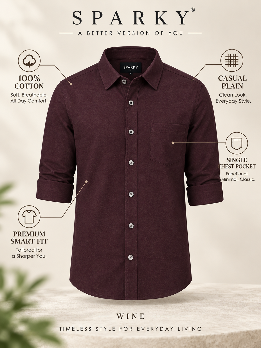 Men’s Premium Full Sleeve Plain Casual Shirt