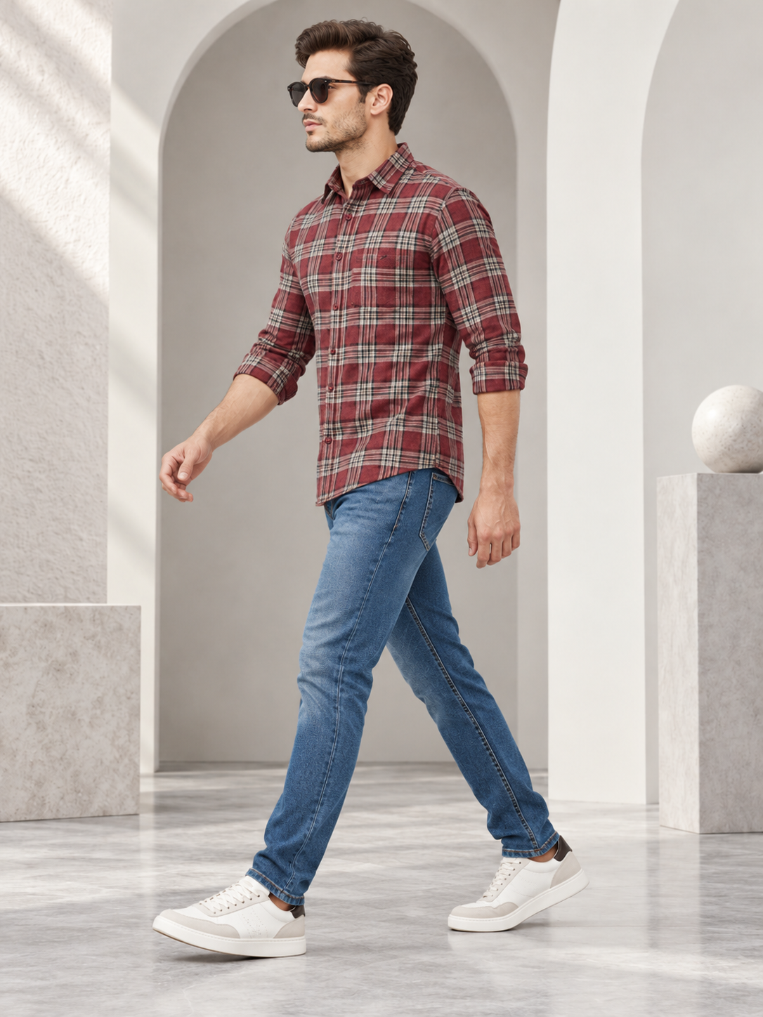 Men’s Premium Solid Casual Check Shirt