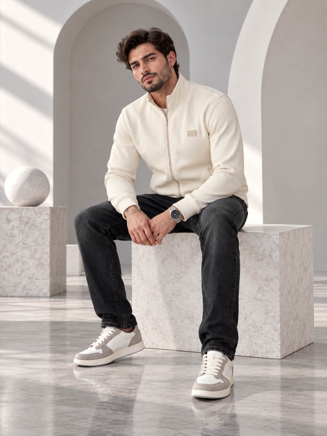 Men's Solid Full Sleeves & Full Zipper Plain Sweatshirt
