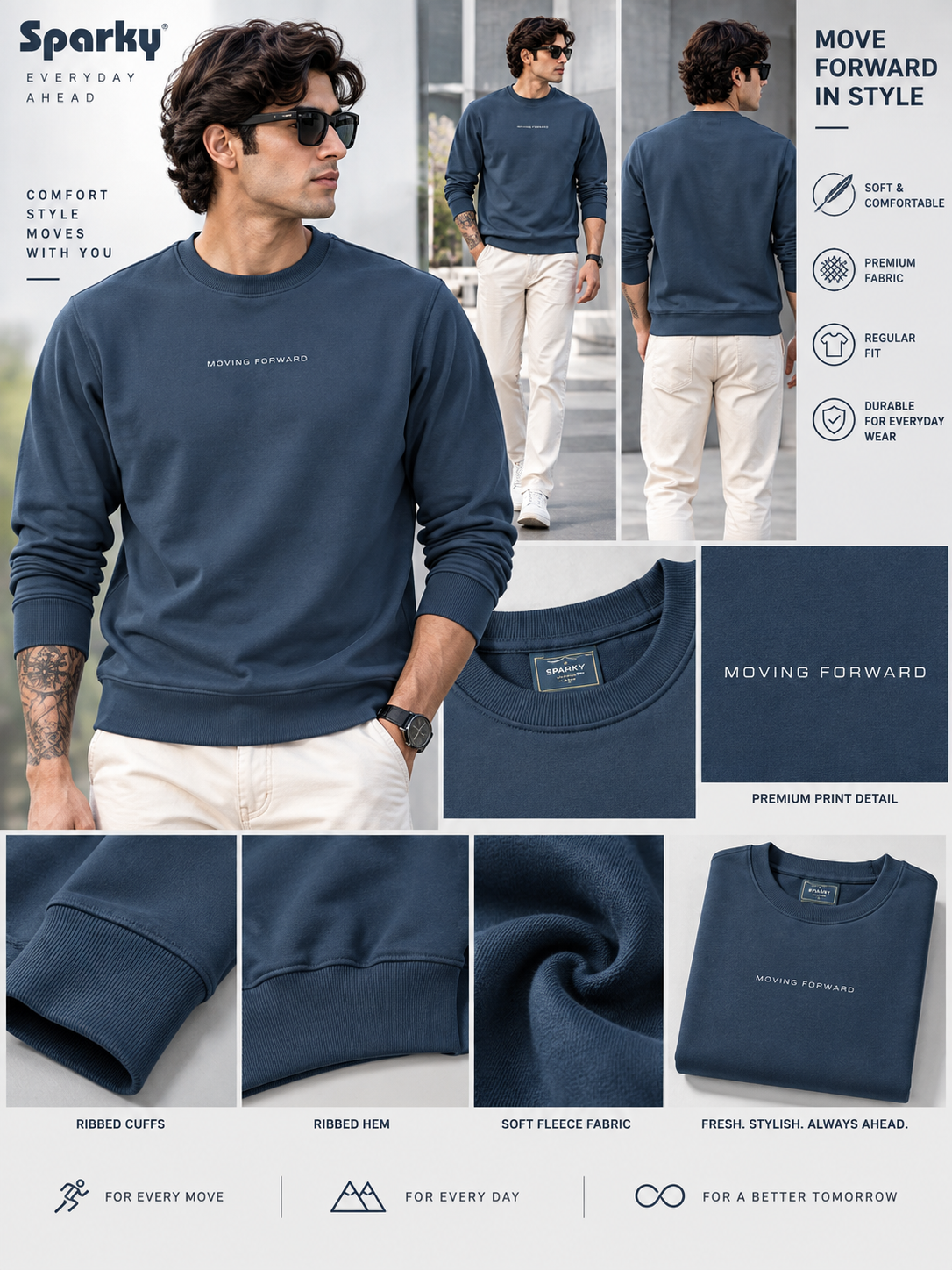 Men’s Solid Round Neck Full Sleeve Sweatshirt