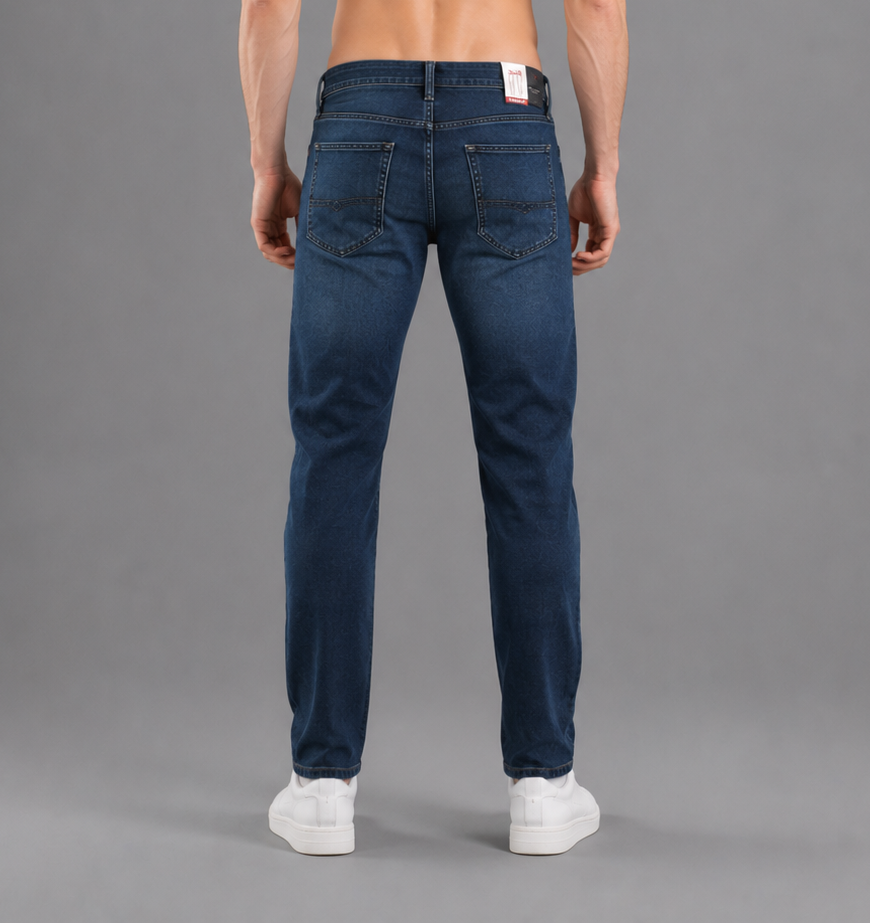 Men's Narrow Fit | Stretch Denim Jeans | Mid Rise | Casual Mid Blue Jeans