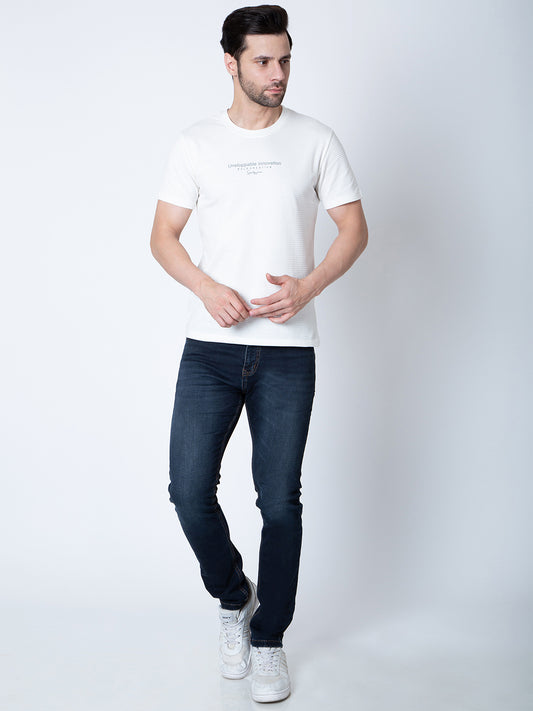 Men  Jaquard White T-Shirt