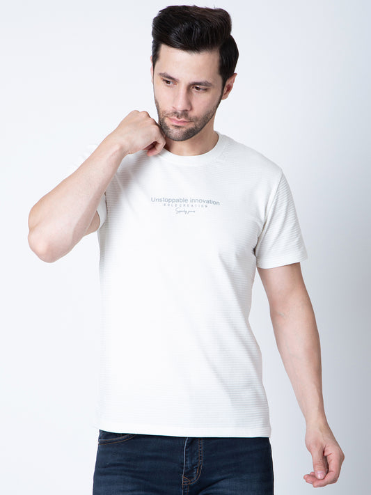 Men  Jaquard White T-Shirt