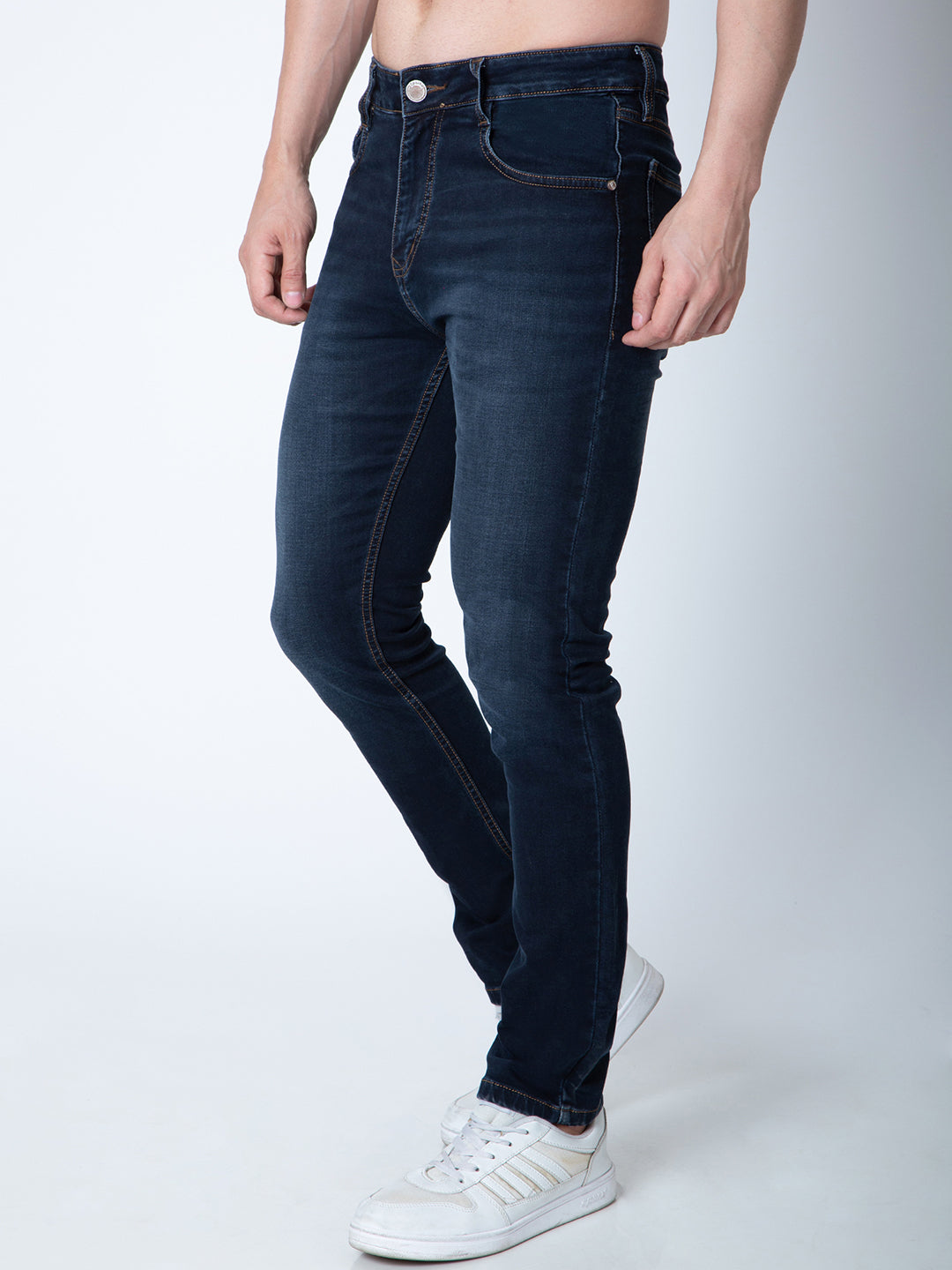 Men Dark Blue Narrow Fit Denim