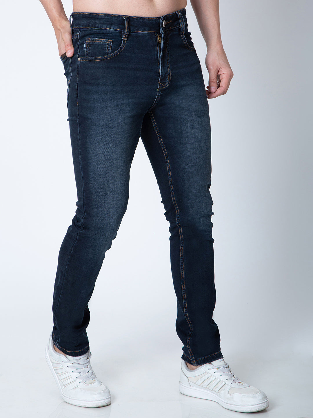 Men Dark Blue Narrow Fit Denim