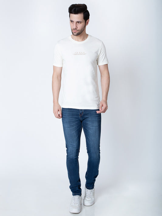 Men  Jaquard Off White T-Shirt