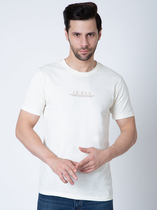 Men  Jaquard Off White T-Shirt