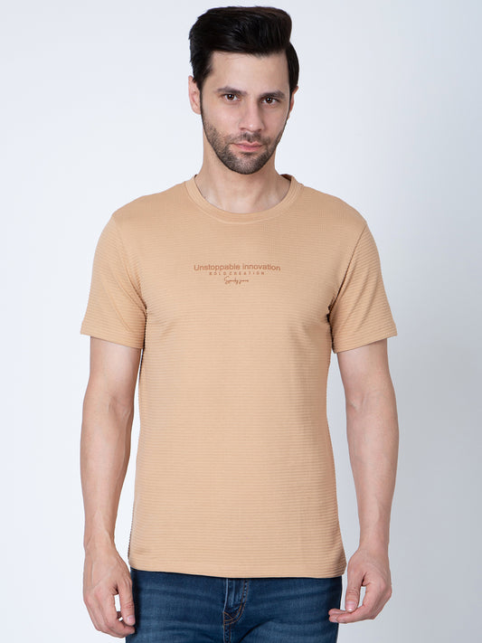 Men  Jaquard Brown T-Shirt