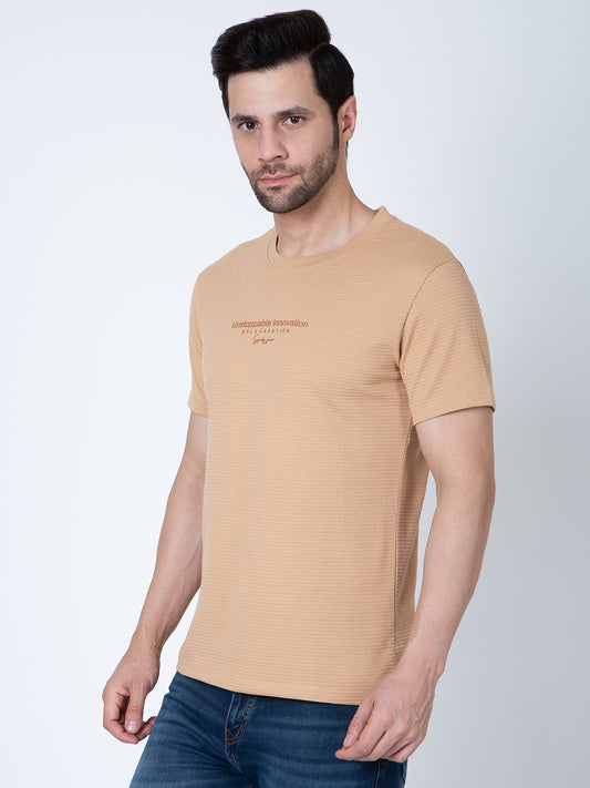 Men  Jaquard Brown T-Shirt