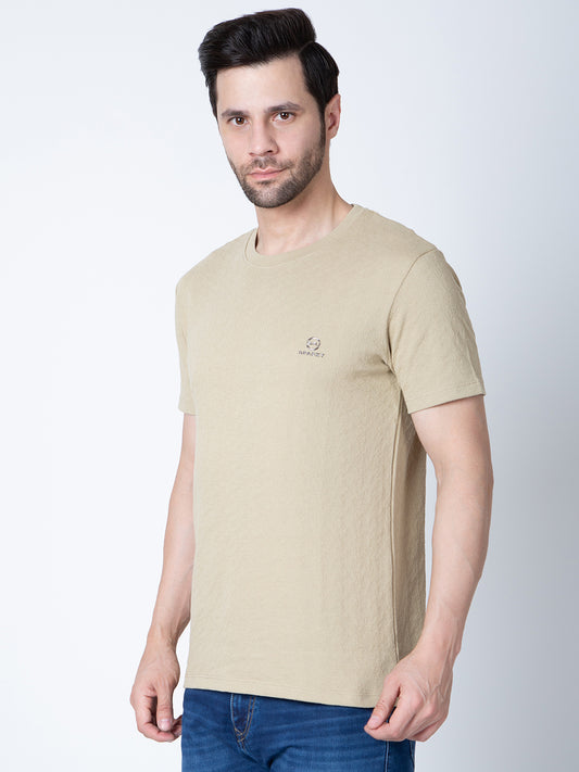 Men  Jaquard Khaki T-Shirt