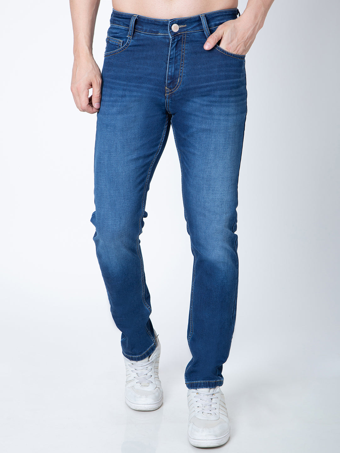 Men Mid Blue Narrow Fit Denim