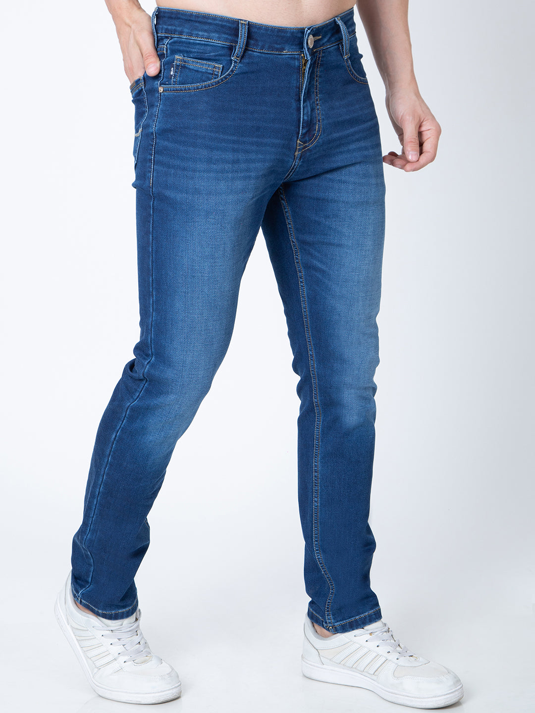 Men Mid Blue Narrow Fit Denim