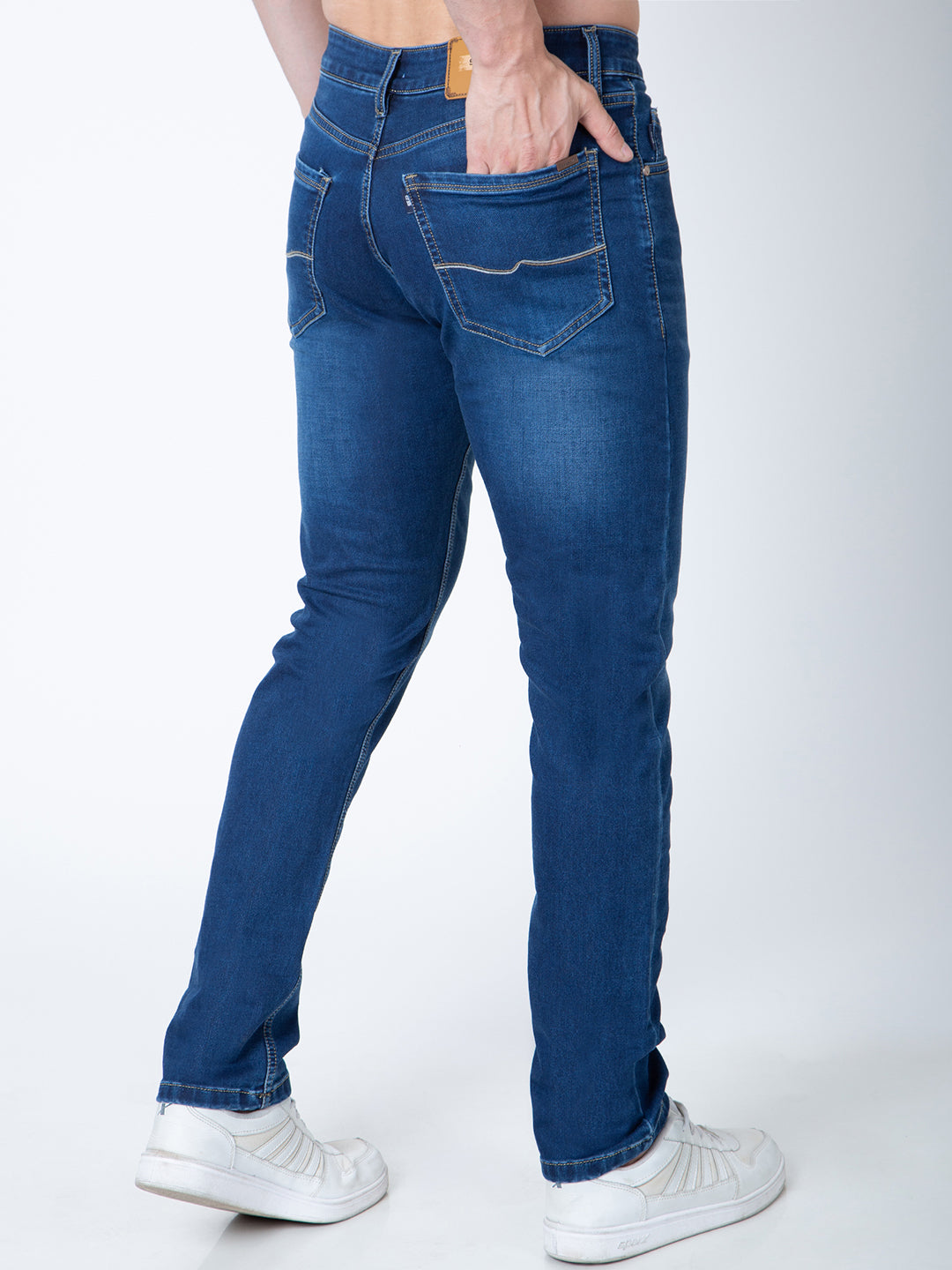 Men Mid Blue Narrow Fit Denim