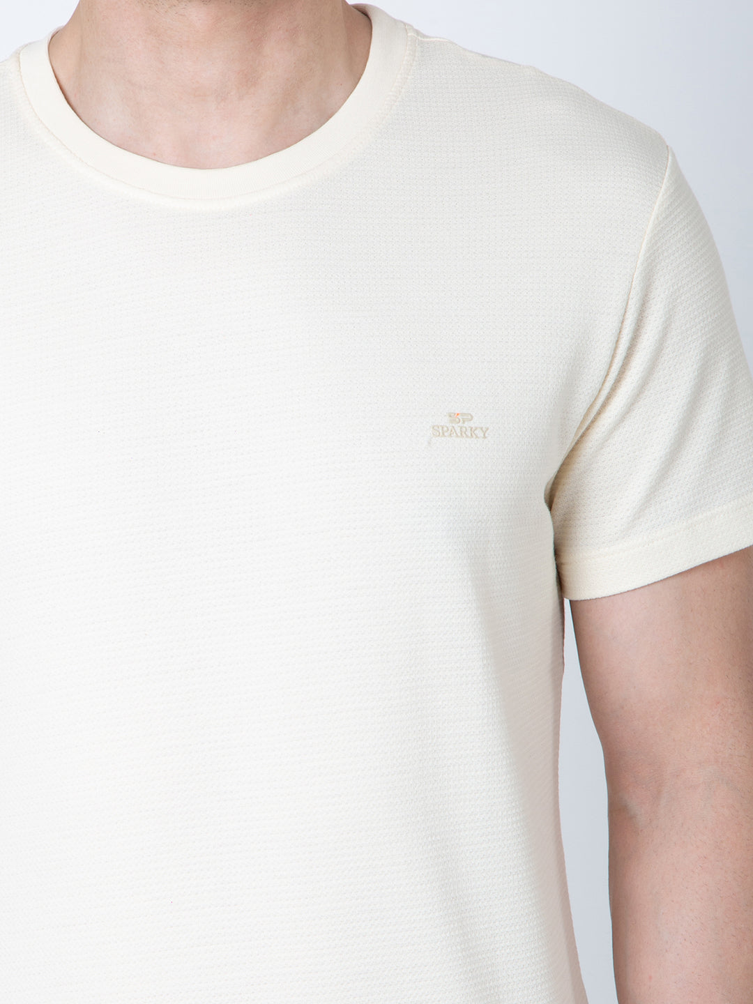 Men Round Neck Cream T-Shirt