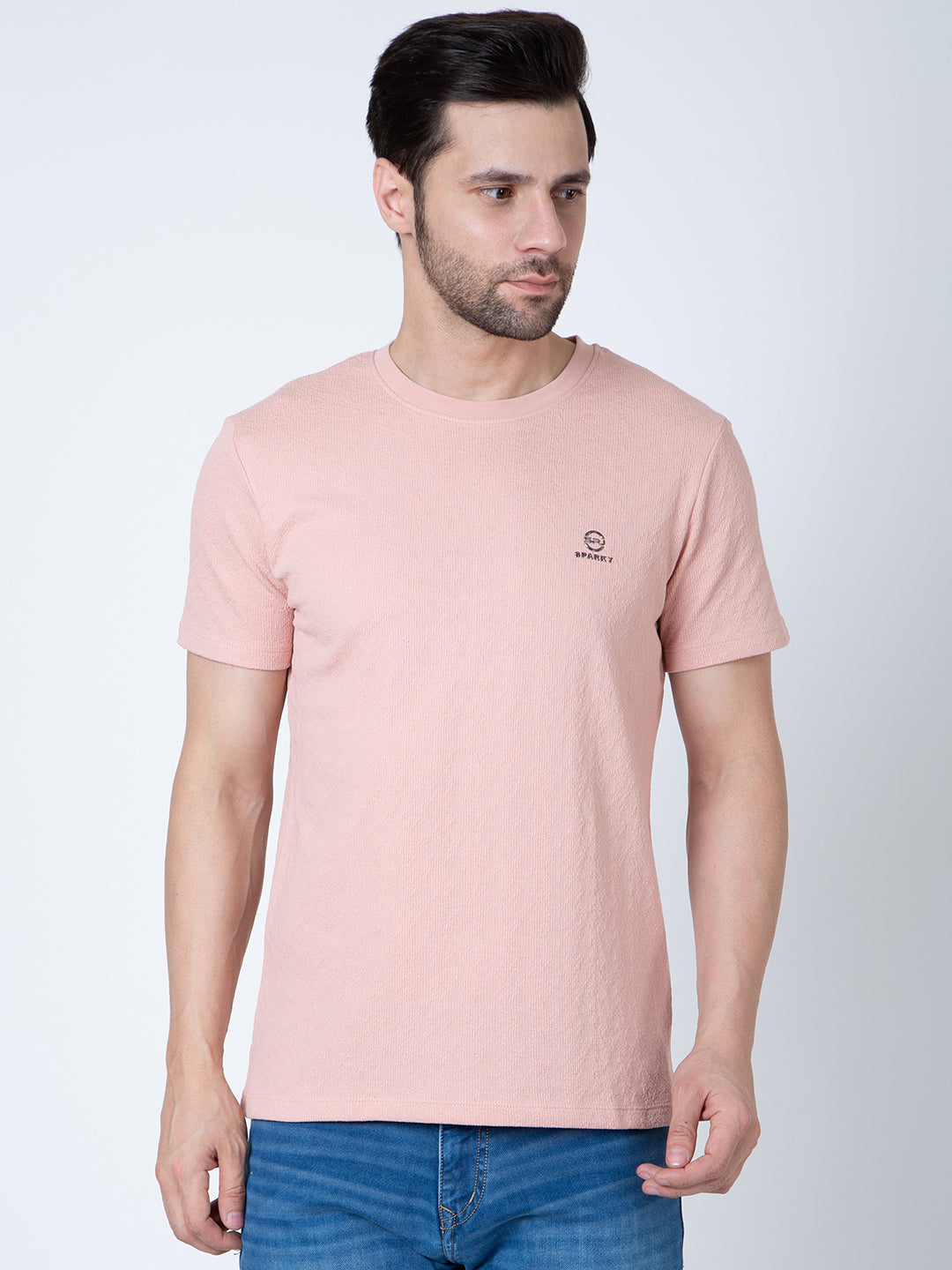 Men  Jaquard Peach T-Shirt