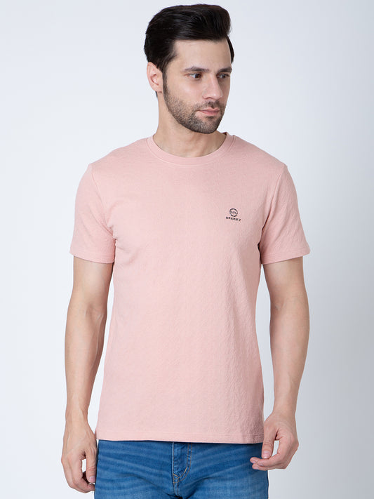 Men  Jaquard Peach T-Shirt